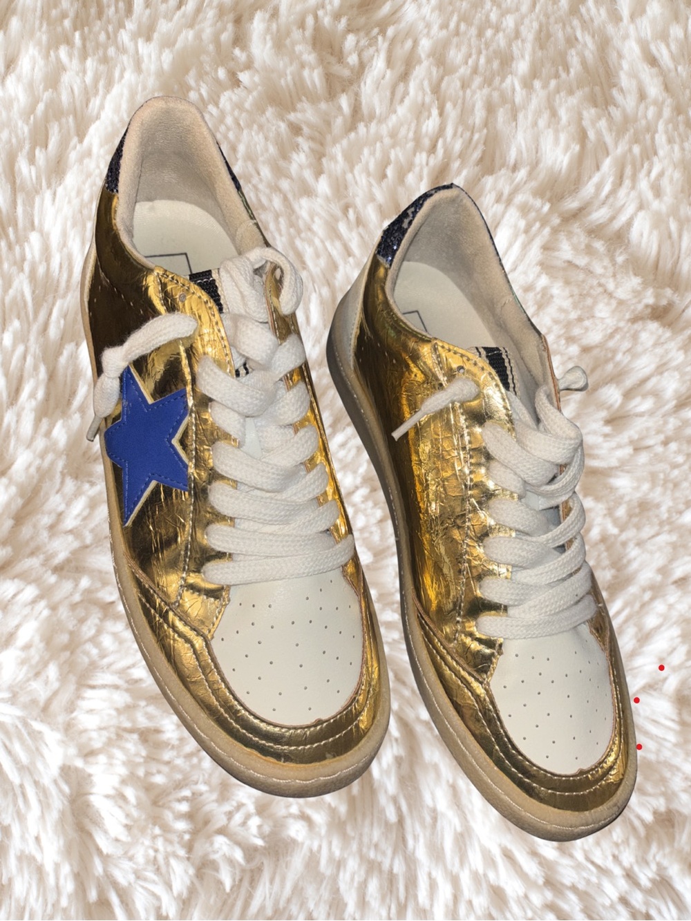 ShuShop Gold and Blue Star Women's Sneakers